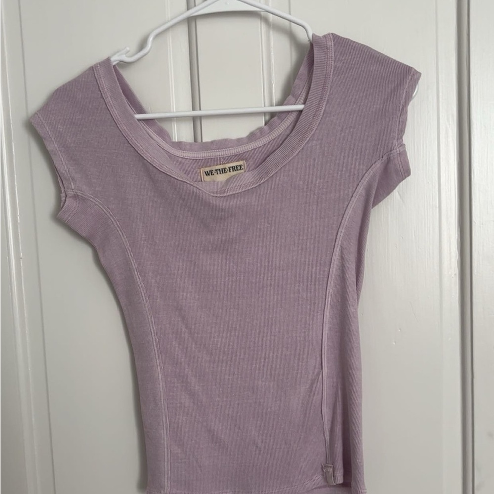 We The Free Purple Fitted Cap Sleeve T-Shirt